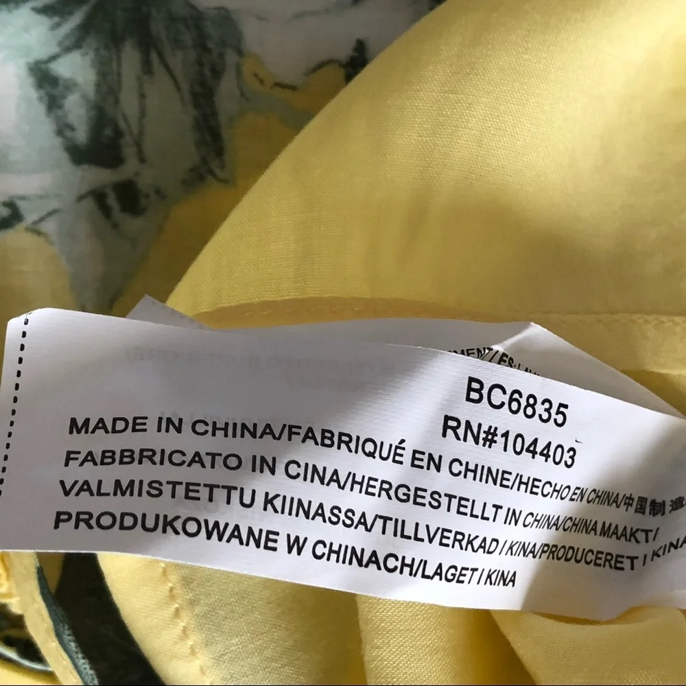 JOA Floral Mini Off Shoulder Bubble Sleeve Dress XS Yellow New - Picture 8 of 8